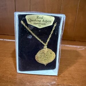 Gold Quaking Aspen Leaf Necklace